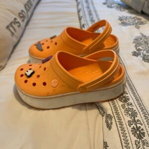 Vibrant Orange Kids Clogs with Fun Charms